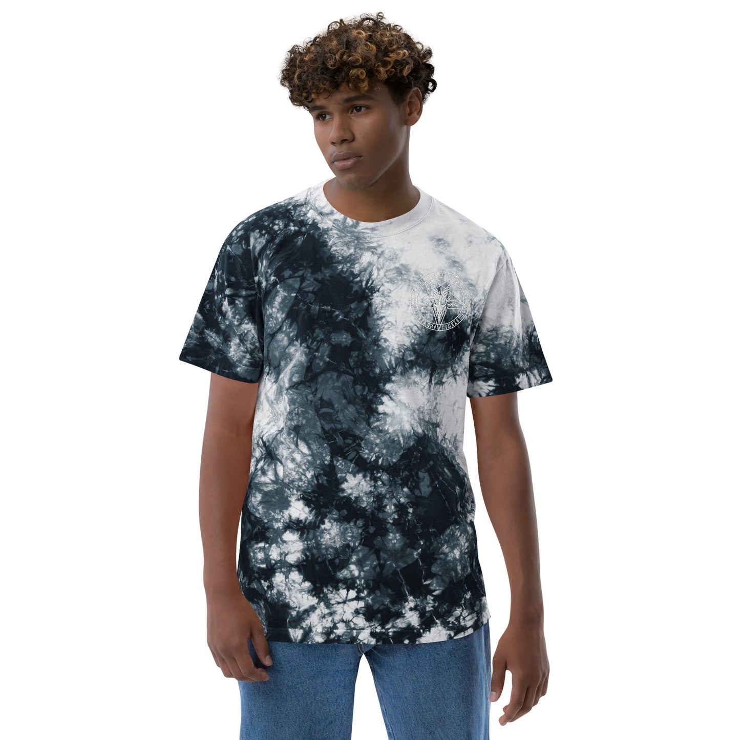 Oversized tie-dye Baphomet t-shirt