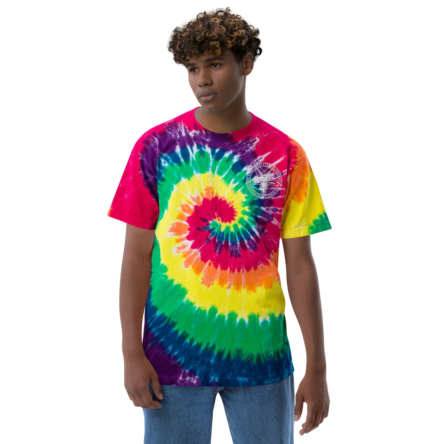 Oversized tie-dye Baphomet t-shirt