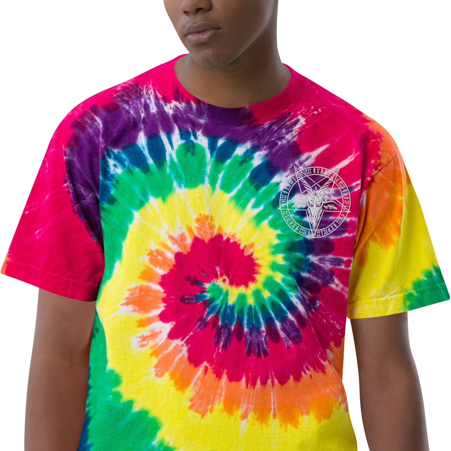 Oversized tie-dye Baphomet t-shirt