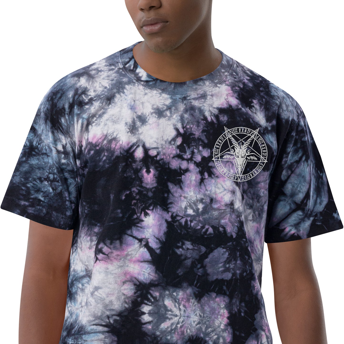 Oversized tie-dye Baphomet t-shirt