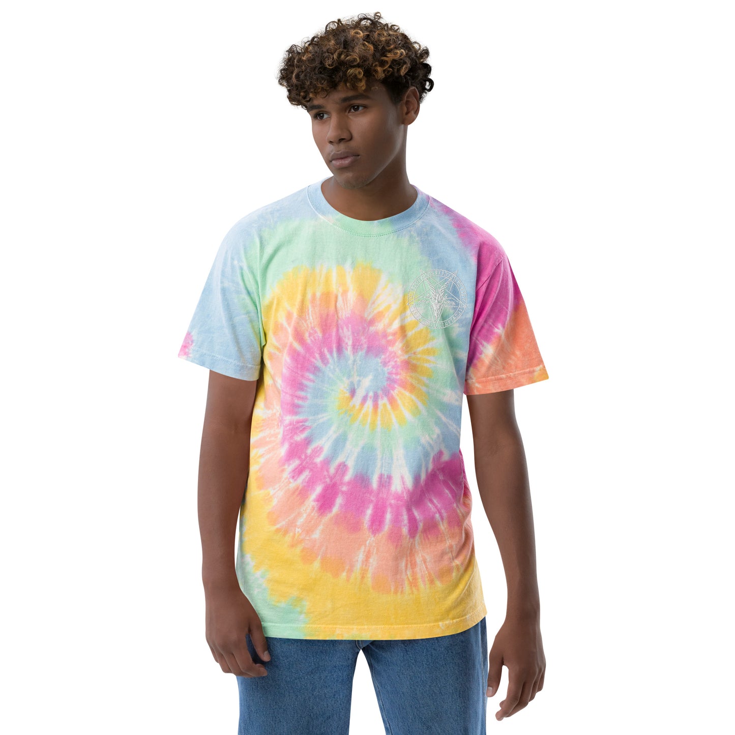 Oversized tie-dye Baphomet t-shirt