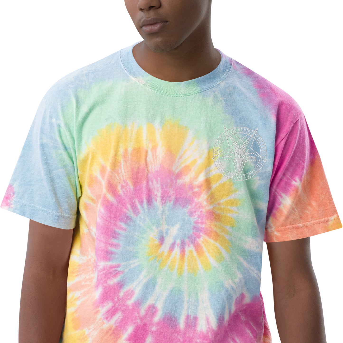 Oversized tie-dye Baphomet t-shirt